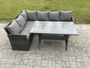 Fimous Outdoor Gartenmöbel-Set Ecksofa Set mit Rechteckiger Esstisch Dunkelgrau gemischt Bild 2