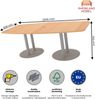 Rheinland Möbel Konferenztisch KONTI 220x103 cm – ovaler Besprechungstisch in Buche mit silbernen Säulenfüßen & Kabelauslass, Meetingtisch für 6–8 Personen, moderner XXL-Tisch fürs Büro & Besprechungsraum Bild 3