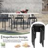 6er-Pack stapelbare Metallhocker mit X-förmigem Metallrahmen Runder Sitz Schwarz Bild 4