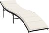 vidaXL Sonnenliege mit Kissen Schwarz 55x199x50 cm Poly Rattan 368245 Bild 2