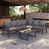Flieks Gartenlounge-Set, 6-Sitzer Gartenmöbel Ecksofa mit geflochtenen Arm- und Rückenlehnen Bild 3