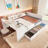 Bett 140x200 cm mit Schreibtisch und Stauraum aus Kiefer und Spanplatte, weiß – platzsparendes Multifunktionsbett Bild 4