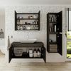 Roomart ATLANTIC-100 Badmöbel Set– 4-teiliges Badezimmermöbel Set - Waschbeckenunterschrank mit Keramikwaschbecken, Spiegelschrank & Hochschrank - H 45 x B 45 x T 100 cm • Schwarz-Eiche Bild 3