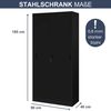 Aktenschrank abschließbar KUBA - Schiebetüren, 5 Ebenen | Büroschrank aus Stahl Metallschrank Werkstatt Mehrzweckschrank Werkzeugschrank, 185x90x40cm Schwarz Bild 2