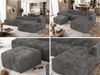 Modulares Ecksofa mit Hocker GRIDA 4M L Wohnlandschaft, Wellenfedern, gesteppte Sitzfläche, Wohnzimmer Sofa L-form - Grau Cord - Rechts Bild 2