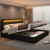 Polsterbett 140x200 cm aus PU mit Stauraum und LED-Beleuchtung – klassisches Design Bild 3
