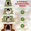 154 cm Weihnachts-Kratzbaum mit 4 Kuschelhöhlen & Sisal-Teppich Katzenbaum Kletterturm Bild 5