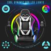 Todeco Gaming Stuhl Massage mit Licht LED Racing Stuhl Gaming Sessel Gamer Ergonomischer Bürostuhl verstellbare Rückenlehne höhenverstellbar Drehstuhl mit Kopfstütze und Lendenkissen, weiß Bild 3