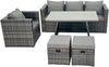 Fimous 6-Sitzer Rattan Sofa Set Esstisch Sessel Hocker Gartenmöbel Outdoor Bild 2