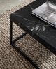 Couchtisch 60 x 60 x 38 cm Schwarz Sofatisch in Marmor-Optik Modern, Design Wohnzimmertisch Quadratisch, Loungetisch Klein, Kaffeetisch Metallbeine Bild 5