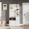 Merax Garderoben-Set Schmaler Flurschrank mit Spiegel & Schuhaufbewahrung, (1-St), Möbelset Kompaktgarderobe mit 2 Türen und 5 Ablageflächen, 85 x 40 x 180 cm Bild 2