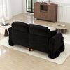 Flieks 2-Sitzer Ecksofa, Modular L-Sofa mit 2 Kissen & 1 Ottoman, abnehmbarer Volant, Flared-Armlehnen & Holzbeinen, Chenille, Schwarz Bild 3