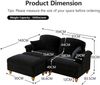 Flieks 2-Sitzer Ecksofa, Modular L-Sofa mit 2 Kissen & 1 Ottoman, abnehmbarer Volant, Flared-Armlehnen & Holzbeinen, Chenille, Schwarz Bild 4