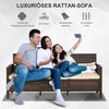 Outsunny Gartenbank Rattan Sofa mit Kissen (Gartenmöbel, 1-St, Garten Loungesofa), Stahl, Braun, 173 x 68 x 78 cm Bild 4