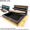Polsterbett, Leinen mit LED, USB-Anschluss & Stauraum, 180x200 cm, Grau, ohne Matratze Bild 4