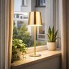 2er Set LED Tischleuchte, gold, Metall, Akku, Touchdimmer, H 28 cm Bild 3