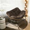 TWSOUL Schaukelsessel mit gepolstertem Kissen, Rattanstuhl Stahlrahmen Loungesessel, B93cm x T59cm x H76cm Bis 170kg Balkon Garten Wohnzimmer Schlafzimmer Bild 5