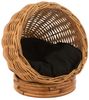 Katzenkorb+Kissen Rund Rattan Honig Gelb/Schwarz Bild 1