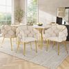 Merax Samtstühle(6 st), 6er-set Polsterstühle, Esszimmerstühle mit Rückenlehne, Ergonomischer Stuhl, Bubble Stühle, Eisenbeinstuhl Gold, Beige Bild 2