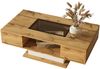 Couchtisch mit Glasplatte, 2 Schubladen & LED-Beleuchtung, 110,2x60x39,7 cm, Natur/Weiß Bild 5