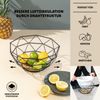 Obstkorb - Brotkorb, praktische moderne Obstschale aus schwarzem Metall & Bambus Bild 3