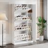 Ulife Schuhschrank 4 klappbare Ablagefächer, weiß, Maße: B80/H147/D24 cm, verstellbare Ablage hinter dem rechten Spiegel Bild 2