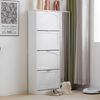 Ulife Schuhschrank 4 klappbare Ablagefächer, weiß, Maße: B80/H147/D24 cm, verstellbare Ablage hinter dem rechten Spiegel Bild 3