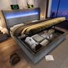 Polsterbett, Leinenoptik mit LED, Stauraum & USB-Anschluss, 160x200 cm, Grau, mit Matratze Bild 5