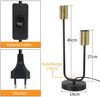 ZMH Tischlampe Vintage Nachttischlampe Schwarz Wohnzimmer Schwarz Gold E27 Industrie Metall Nachtlicht mit Kabel Bild 5