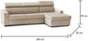 Dmora Schlafsofa mit Halbinsel Alibella, drehbares Sofa zum Öffnen, Aufbewahrungshalbinsel rechts, schmale Armlehnen, 100 % Made in Italy, 260 x 95 x 85 cm, Beige Bild 3