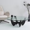 Signature 'HARPER' Couchtisch rund Eiche schwarz massiv mit Glasplatte - L100 cm - Schwarz Bild 2