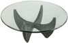 Signature 'HARPER' Couchtisch rund Eiche schwarz massiv mit Glasplatte - L100 cm - Schwarz Bild 3