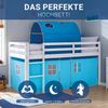 Hochbett Kinder 90x200 cm Kinderbett Kinderhochbett Stockbett Tunnel Vorhang Blau Holz Massiv Bild 4