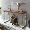 Wohnling Sheesham Konsolentisch mit Metallbeinen, Massivholz, 120x45 cm Bild 4