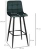 HOMCOM 2er-Set Barhocker, Bistrohocker mit Fußstütze, Barstuhl, Samt-Bezug, Küchenstuhl, Tresenhocker-Set mit Stahlbeinen für Wohnzimmer, Esszimmer, Grün, 42 x 47 x 105 cm Bild 3