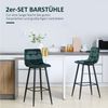 HOMCOM 2er-Set Barhocker, Bistrohocker mit Fußstütze, Barstuhl, Samt-Bezug, Küchenstuhl, Tresenhocker-Set mit Stahlbeinen für Wohnzimmer, Esszimmer, Grün, 42 x 47 x 105 cm Bild 4