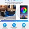Couchtisch, Hochglanz-Design mit Glasplatte, eine Schublade, kratzfest, LED-Beleuchtung, Glas und MDF, Schwarz, 100 x 50 x 32 cm Bild 4