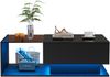 Couchtisch, Hochglanz-Design mit Glasplatte, eine Schublade, kratzfest, LED-Beleuchtung, Glas und MDF, Schwarz, 100 x 50 x 32 cm Bild 5
