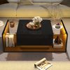 Quadratischer Couchtisch 100x50x31cm, Hochglanz schwarz, gehärtetes Glas, 1 Schublade, halboffener Stauraum,mit LED-Lichtleiste Bild 5