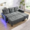 3-Sitzer Ecksofa H 85 x T 185 x B 135 cm mit Hocker, Chenille, Schlaffunktion, LED & USB Bild 2