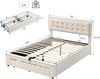 Merax Hydraulisches Polsterbett 140x200 Stauraumbett Doppelbett aus Samt mit Höhenverstellbares Kopfteil & 2 Schubladen & Lattenrost Beige Bild 2