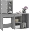 vidaXL Schminktisch mit LED-Lichterkette, Holzwerkstoff grau sonoma, 60 x 40 x 140 cm Bild 3