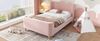 Polsterbett 90x200 cm, Schlitten-Design mit Samtbezug und kindlichem Weltraum-Motiv (Rosa) Bild 2