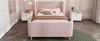 Polsterbett 90x200 cm, Schlitten-Design mit Samtbezug und kindlichem Weltraum-Motiv (Rosa) Bild 3