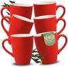 matches21 HOME & HOBBY Tasse Kaffeetassen 6er Set aus Keramik 340ml, Teetassen in Rot, 6-tlg, Keramik, Moderne Kaffeebecher Spülmaschinenfest & Mikrowellengeeignet Bild 1
