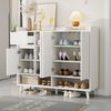 Schuhschrank 120 x 35 x 99 cm in Weiß, mit 4 Türen, 1 Schublade und verstellbarem Einlegeboden Bild 2