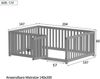 Merax Kinderbett 140 x 200, Holzboden Bettrahmen mit Zaun und Tür, Grau Bild 4