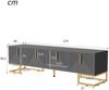 TV-Schrank,lowboard mit strukturierter Tür, TV-Möbel, goldenen Griffen und goldenen Füßen. Bild 3