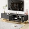 TV-Schrank,lowboard mit strukturierter Tür, TV-Möbel, goldenen Griffen und goldenen Füßen. Bild 2