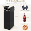 60 L Mülleimer mit Flügelklappen & Infrarot-Bewegungssensor Edelstahl Abfalleimer Schwarz Bild 2